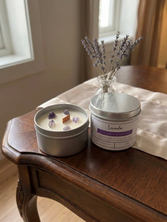 Lavender Crystal Candle